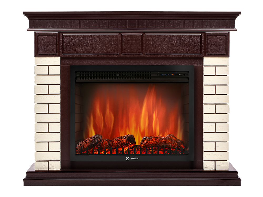 Портал Firelight Bricks 30U (угловой) камень бежевый, шпон темный дуб