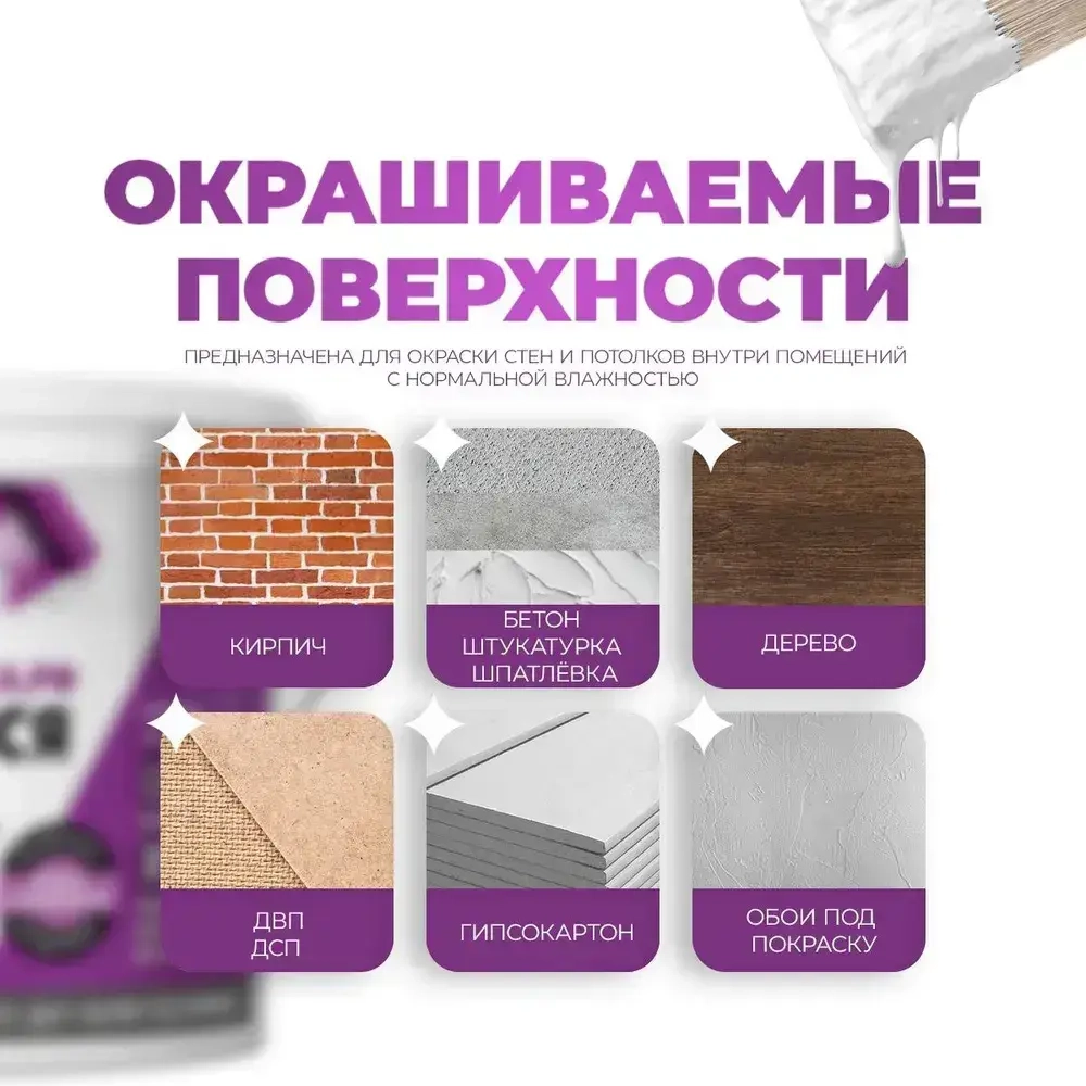 Краска моющаяся интерьерная 14 кг акриловая матовая супербелая ВД-АК-2180 для стен, потолка, обоев, бетона, кирпича и дерева. Быстросохнущая. Без запаха. Водоэмульсионная