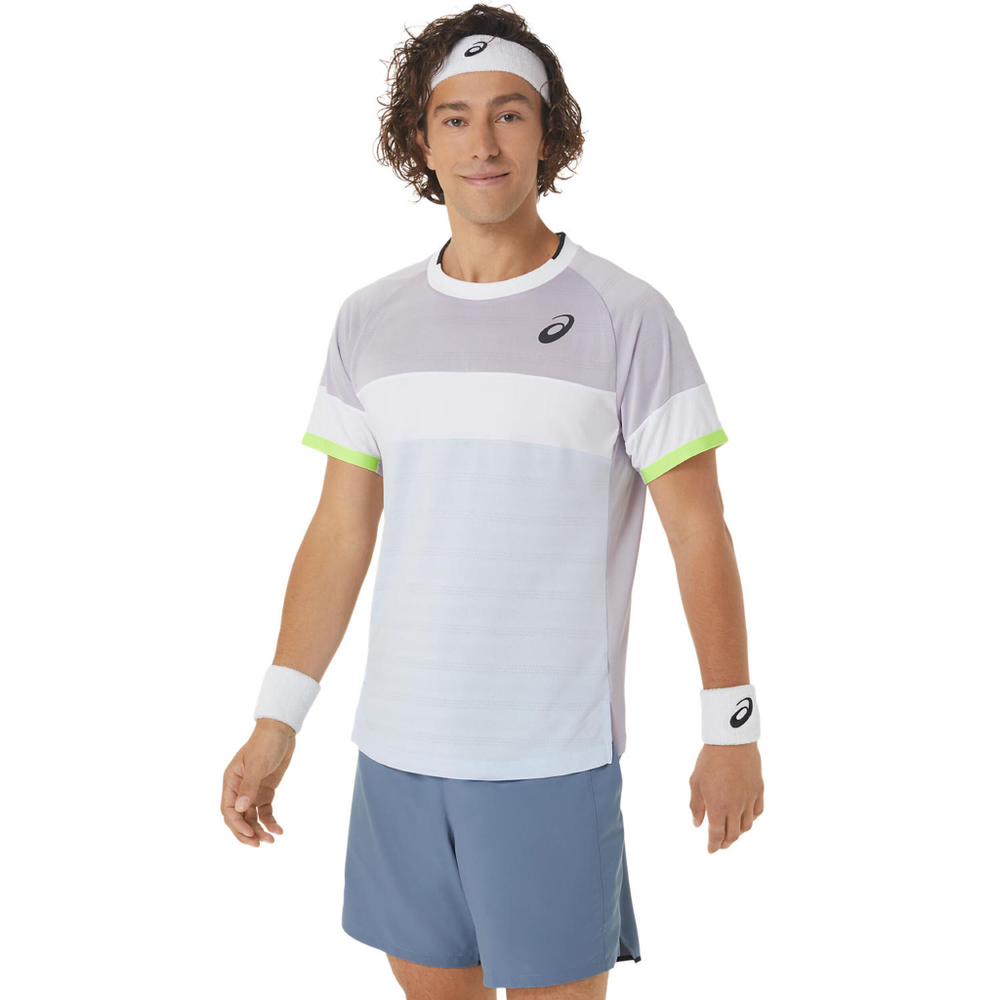 Мужское теннисное поло ASICS Match Top Tee T-Shirt Men - Light Blue, White
