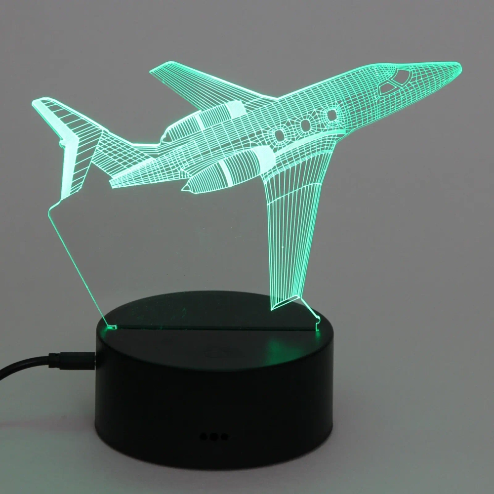 Светильник ночник «3D-Самолёт» на пластиковой подставке, с включателем USB