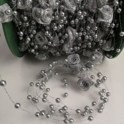 Бусы на леске с розочкой (Серебро)