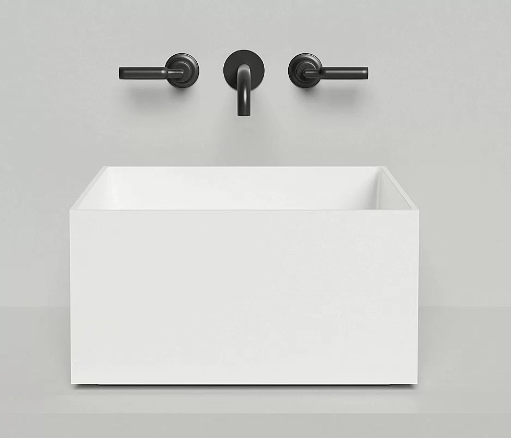 Раковина накладная Salini Armonia SQUARE 02 130522M 45 из искусственного камня S-Stone, белая матовая
