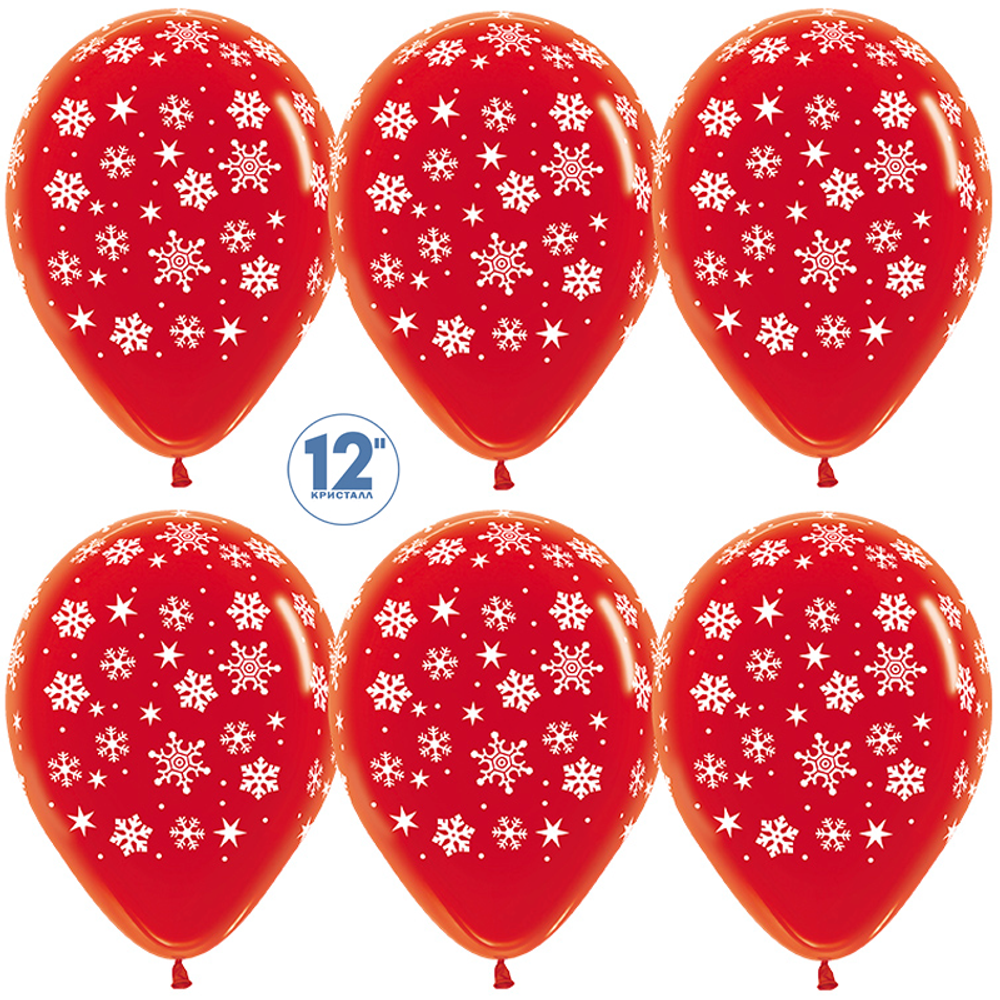 S 12&#39;&#39;/30 см, Падающие снежинки, Красный (315), кристалл, 5 ст., 25 шт.