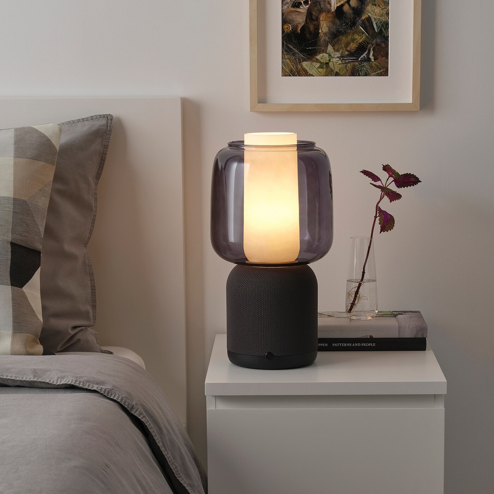 IKEA SYMFONISK  (ИКЕА СЙМФОНИСК)  -  Wi-Fi лампа/колонка, стеклянный рассеиватель, черный