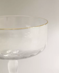 ZARA HOME БОКАЛ С РЕЛЬЕФНЫМ УЗОРОМ И ЗОЛОТИСТОЙ КРОМКОЙ, ЗОЛОТИСТЫЙ