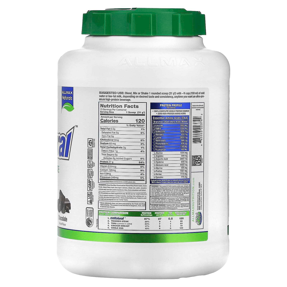 ALLMAX, ISONatural™, изолят сывороточного протеина, со вкусом шоколада, 2,27 кг (5 фунтов)