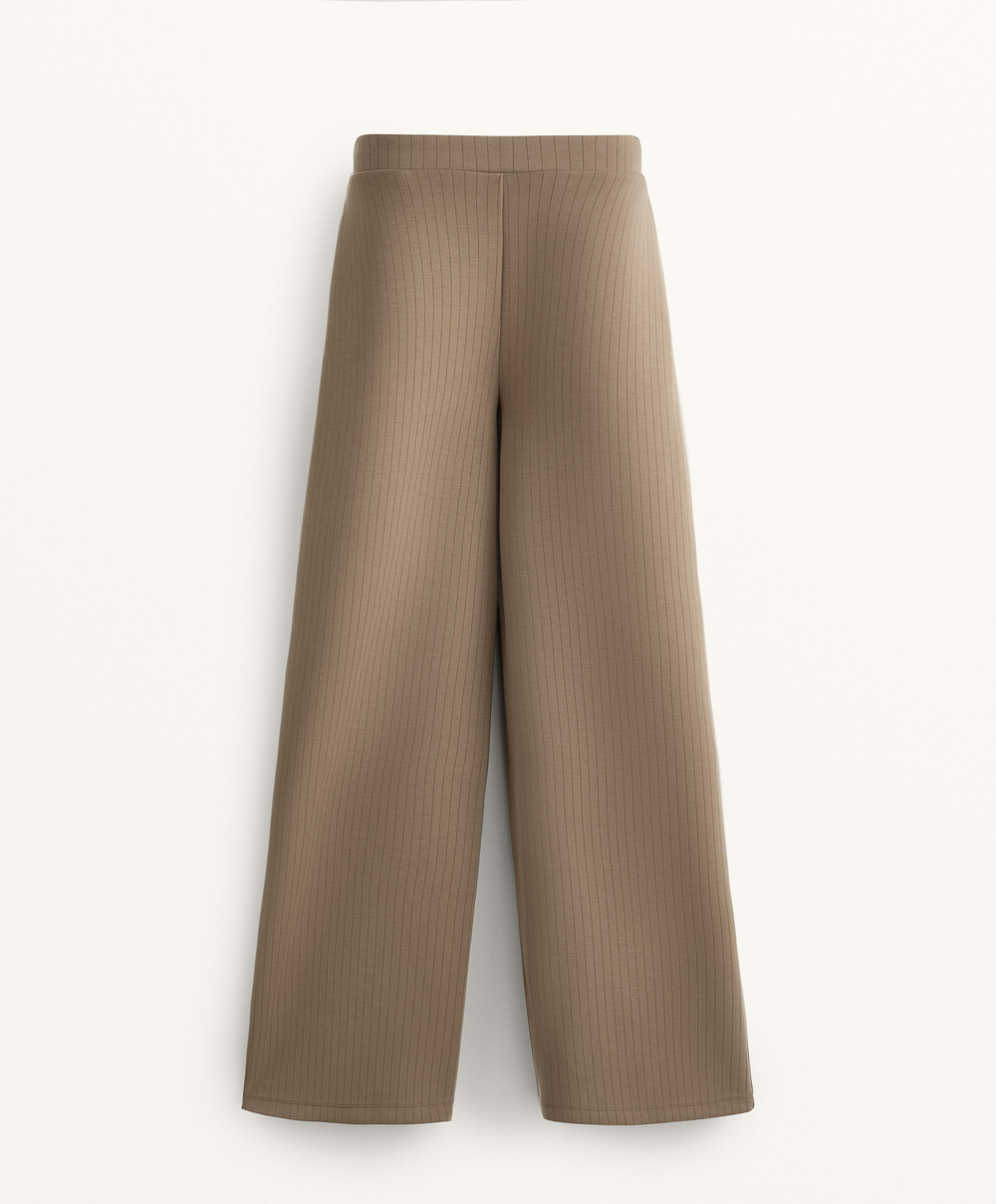 OYSHO Брюки прямого кроя с полосками из модала, мокко