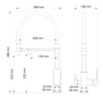 Смеситель для кухни с гибким изливом и подключением фильтра WONZON & WOGHAND, Темный графит (WW-88458012-BGM )