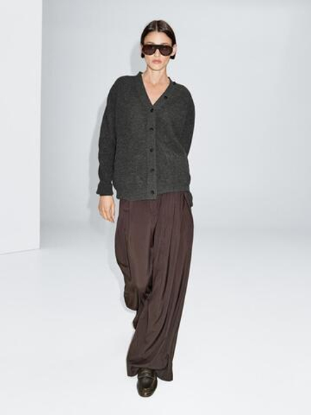Massimo Dutti Кардиган из 100% шерсти с платком, серый