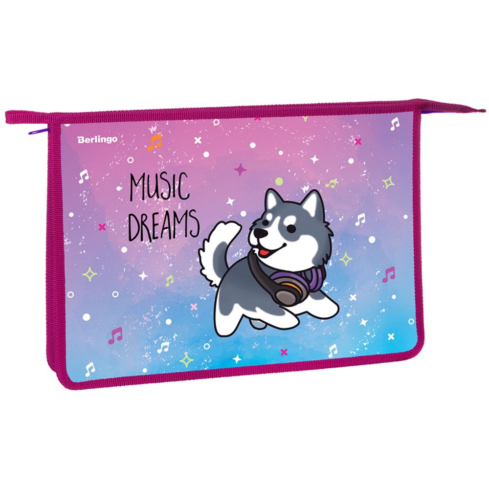 Папка для тетрадей 1 отделение А4 на молнии Berlingo Husky boy, пластик