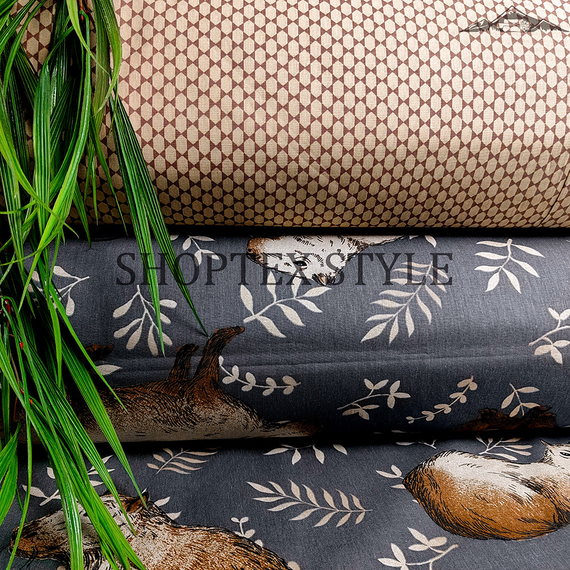 Поплин &quot;Капибары тёмные&quot; | ш.150 см | 115 г/м² | хлопок-100%