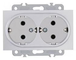 Розетка двойная с заземлением, без рамки Arte Milano am-206 206.40-2.silver
