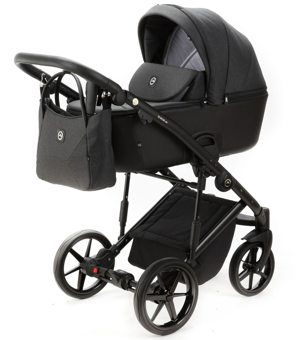 Детская коляска Adamex Mobi 3 в 1 M-PS112 (ГРАФИТ+ЧЕРН.КОЖА)