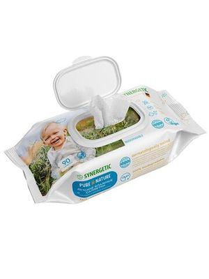 Детские влажные салфетки "Пантенол и овсяное молочко" биоразлагаемые, для детей 0+ с рождения Synergetic, 90 шт