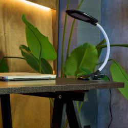 TLD-546 Black-LED-350Lm-4500K Светильник настольный прищепка. 5W. Механический выключатель. Черный. ТМ Uniel