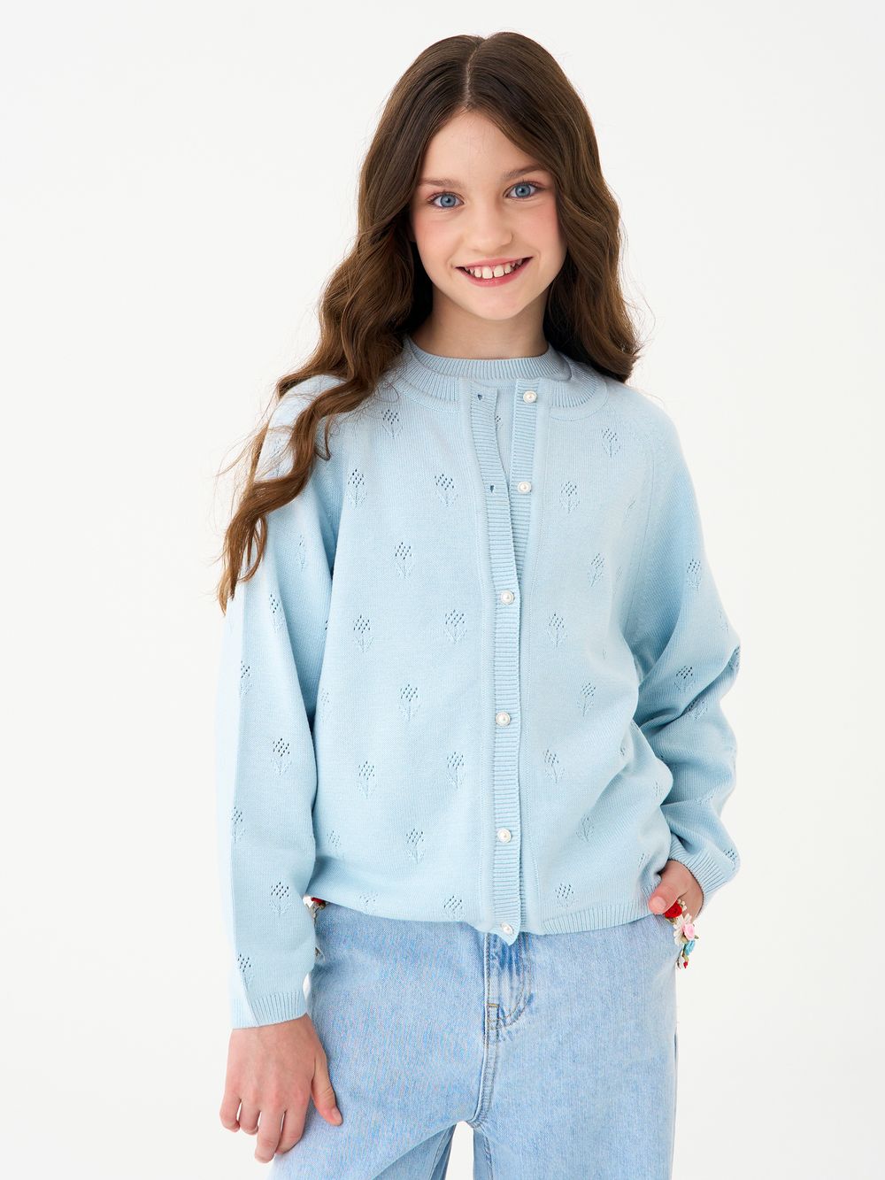 Кардиган для девочки AT1383 голубой