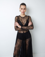 Платье макси из тонкого кружева черный