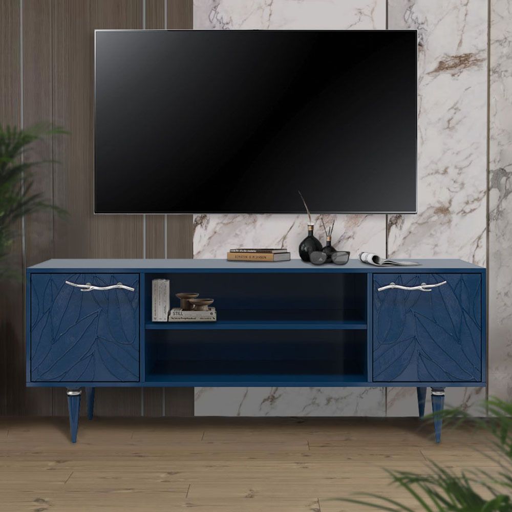 Тумба под ТВ Арт Колор leaves 155см Классик Сильвер Королевский синий