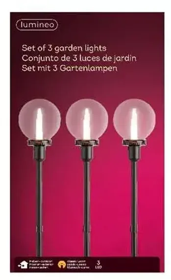 Светодиодная гирлянда Фонари Эдисона 3 шт высотой по 40 см, IP44, 3 LED лампы теплых белых, Kaemingk (490076)