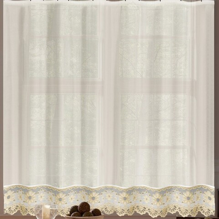 Занавеска из вуали с кружевом "Ф. СТЕФАНИ" на шторной ленте, цвет шампань, Польша.