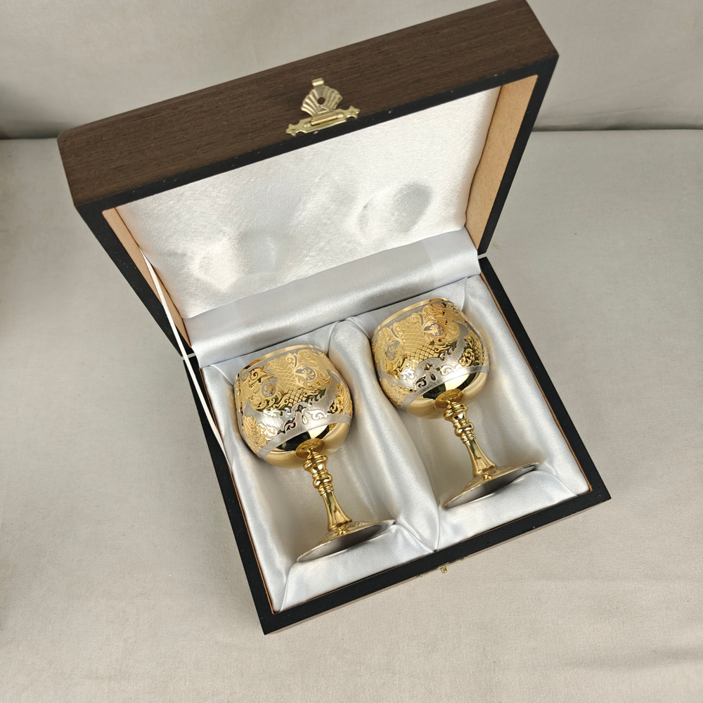 Набор бокалов для коньяка "Узорный" №5 (Златоуст) в подарочном футляре