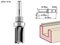 ЗУБР 19 x 26 мм, хвостовик 8 мм, фреза пазовая прямая с верхним подшипником, Профессионал (28781-19-26)