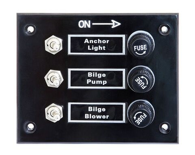 Панель выключателей для судна с предохранителями, 3 тумблера (10006050)
