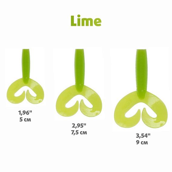 Твистер Helios Credo Double Tail 2,95&quot;/7,5 см Lime 7шт. (HS-12-008)