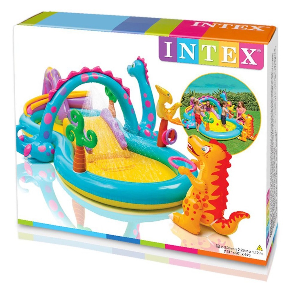 Детский надувной игровой центр Аллигатор Intex 57165, водный бассейн с горкой и фонтаном Крокодильчик