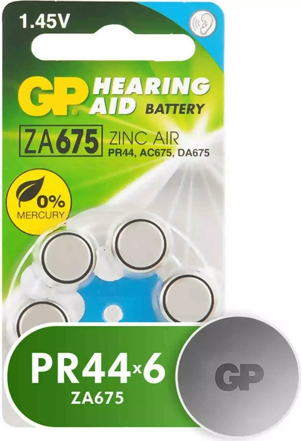 Батарейка для слуховых аппаратов ZA-675 GP