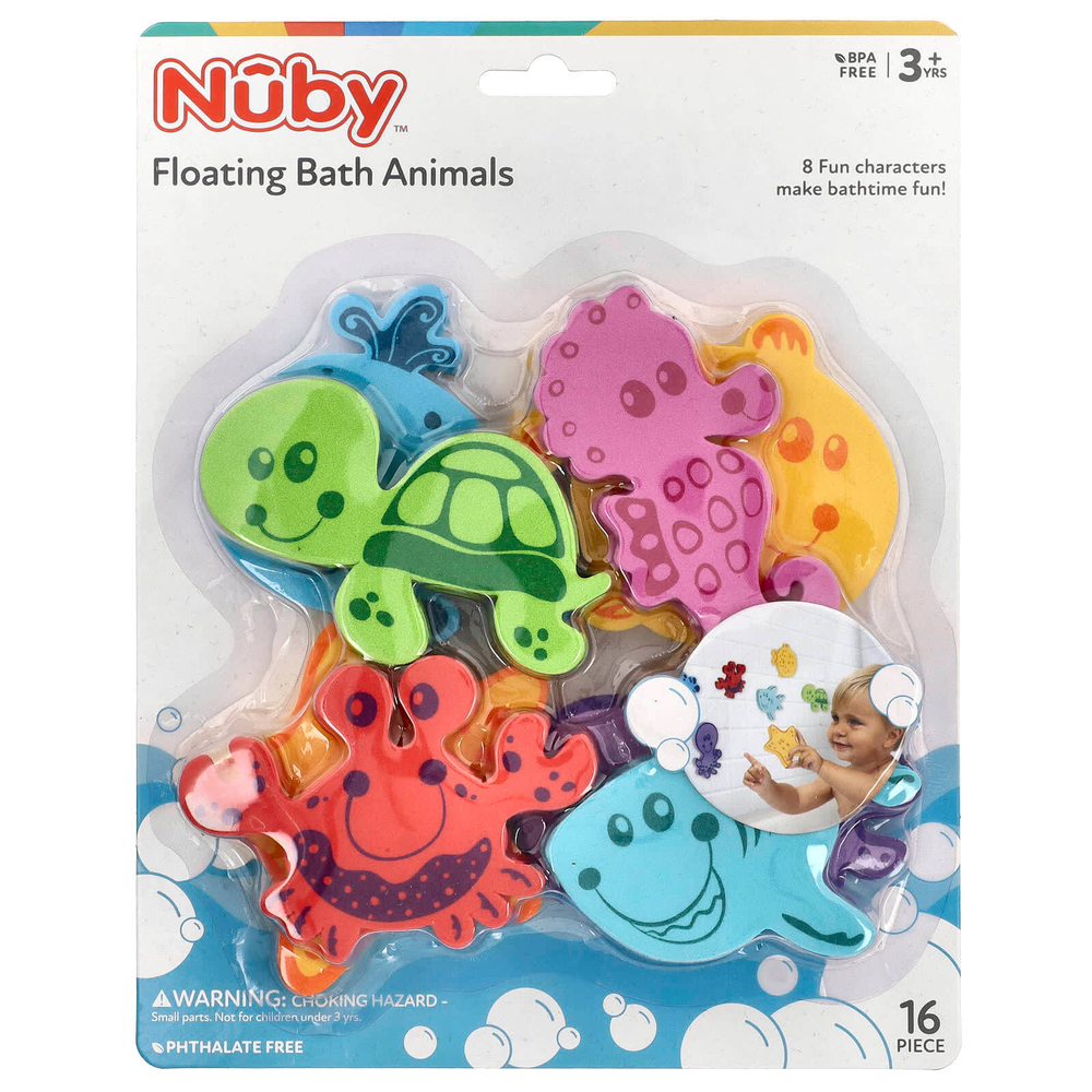 Nuby, Плавающие животные для ванн, для детей от 3 лет, 16 шт.