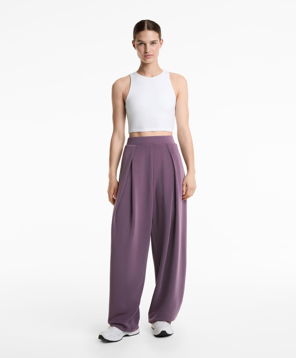 OYSHO Брюки-коконы из мягкого модала, сиреневый