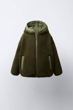 ZARA ДВУСТОРОННЯЯ ВОДОНЕПРОНИЦАЕМАЯ КУРТКА С ЛОГОТИПОМ, ХАКИ