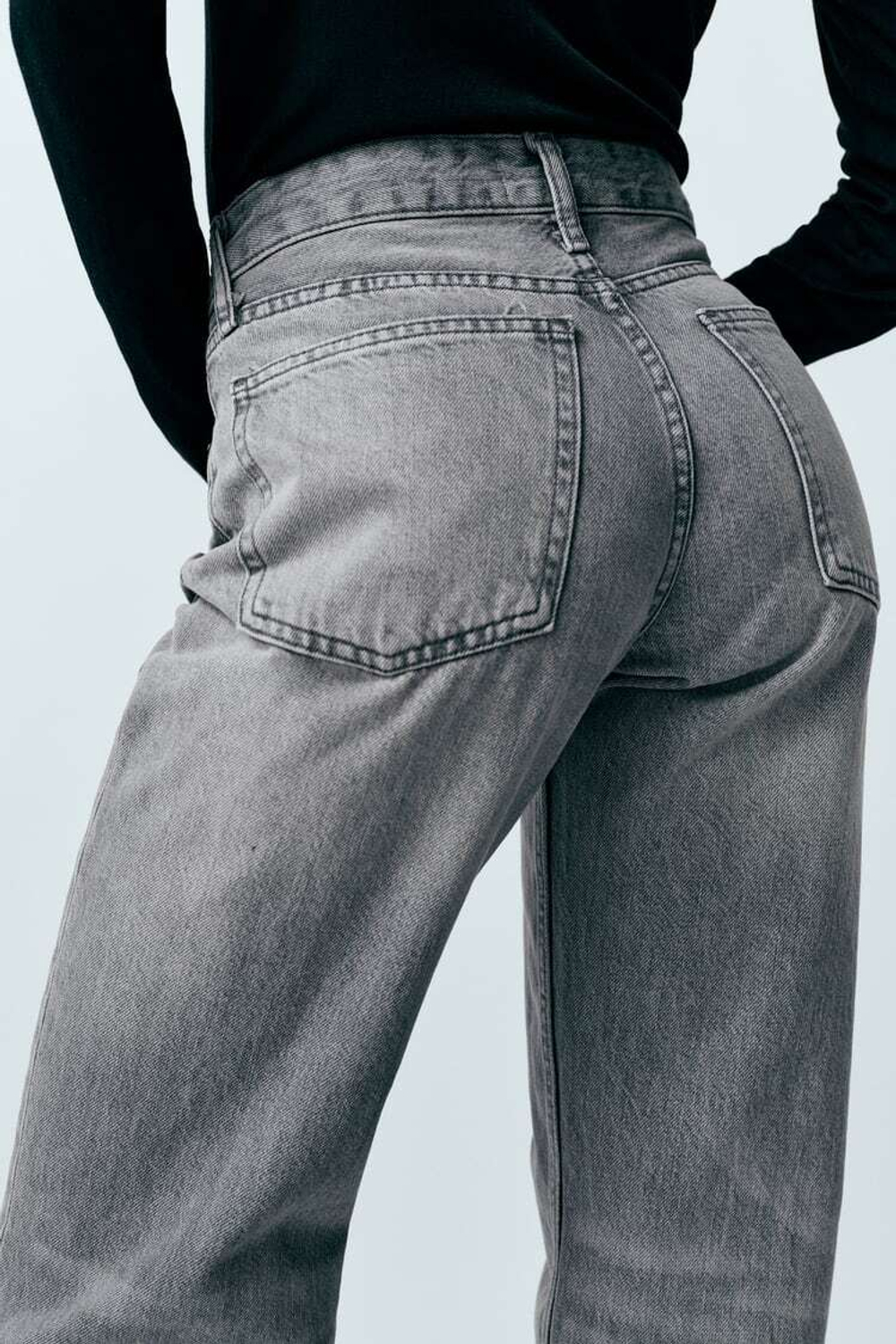 ZARA ДЖИНСЫ TRF WIDE LEG MID RISE FULL LENGTH, СЕРЫЙ