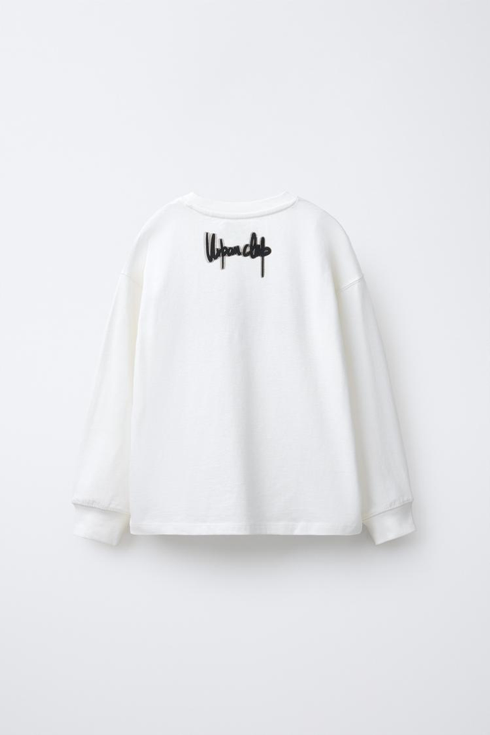 ZARA ЛОНГСЛИВ С РЕЛЬЕФНЫМ ТЕКСТОМ, ЖЕЛТОВАТО-БЕЛЫЙ