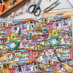 Ткань кулирная гладь городские дома