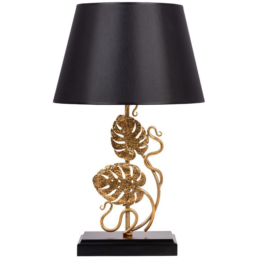 Настольная лампа Monstera Deliciosa (Монстера) Каштан Амбер с абажуром Сити Черный