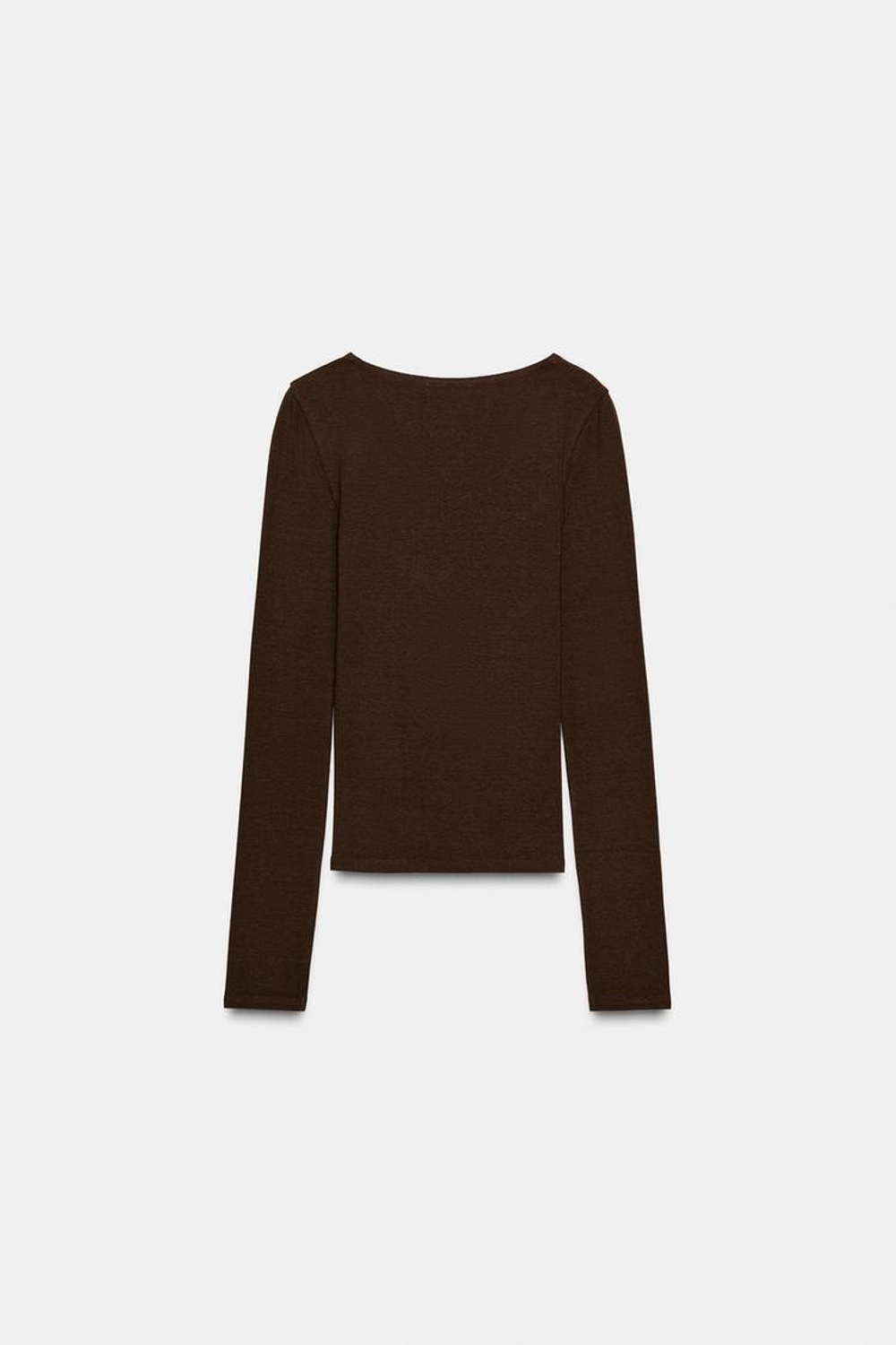 ZARA ФУТБОЛКА С ДЛИННЫМИ РУКАВАМИ, КОРИЧНЕВЫЙ