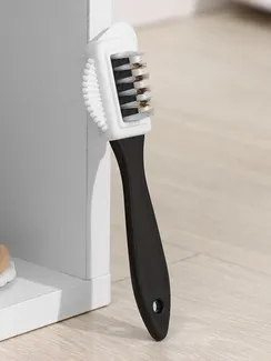 Щётка для обуви тройная: замша, нубук, велюр, 15×4 см, цвет чёрный