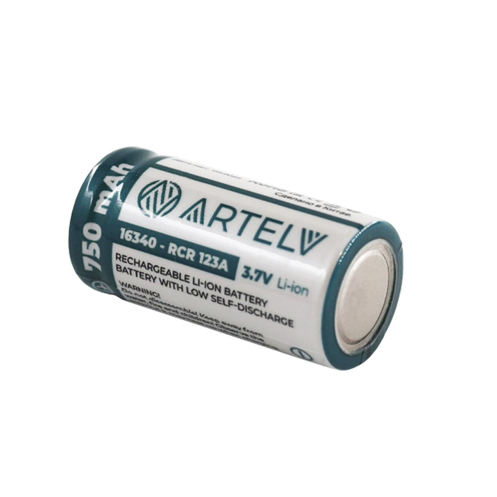 Аккумуляторная батарея RCR123 ARTELV 3.7V Li-Ion 750 mAh