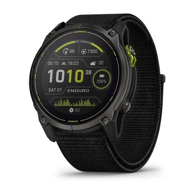 Спортивные часы Garmin Enduro 3, нейлоновый браслет UltraFit Безель из титана, дисплей Solar со стеклом Power Sapphire. Браслет с текстильной застёжкой — на запястье обхватом 127–225 мм