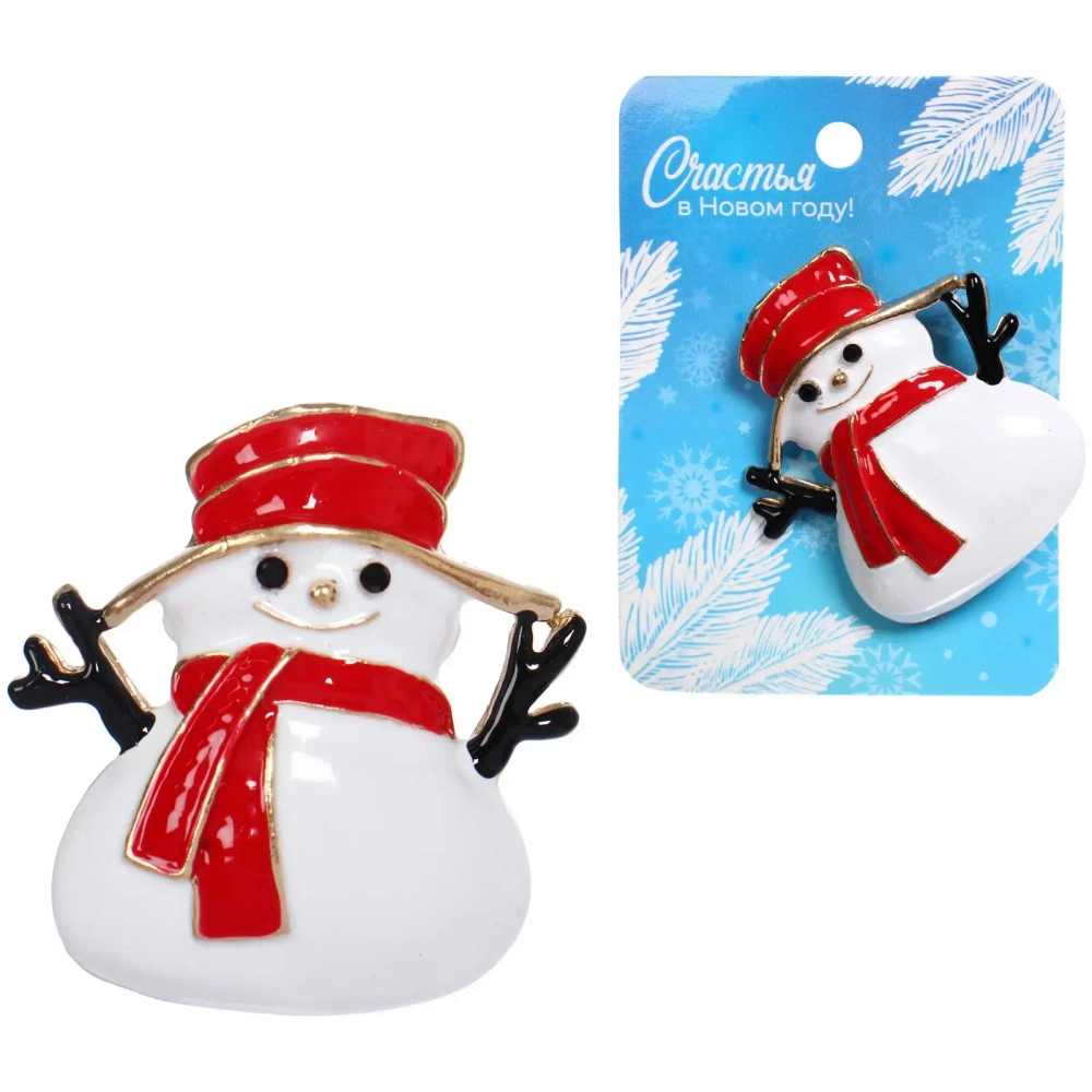 Брошь «Рождественское чудо - Снеговик», 4,2*3,5см