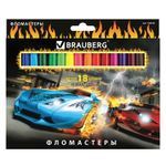 Фломастеры BRAUBERG "InstaRacing", 18 цветов, вентилируемый колпачок, карт. упаковка, выборочный лак, увел. срок службы, 150549