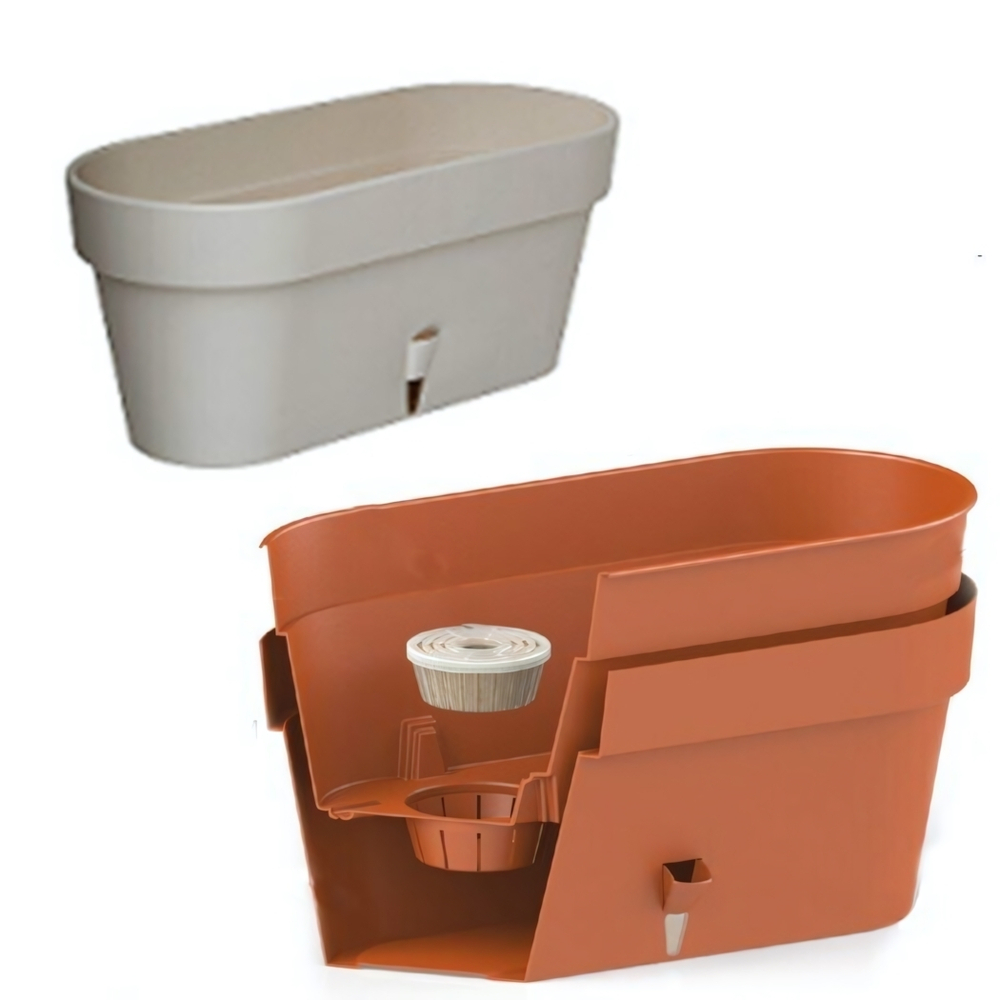 Ящик балконный двойной с 2 дренаж. картриджами "LATINA Window Box" 6.7 Л., Песочный (М)*