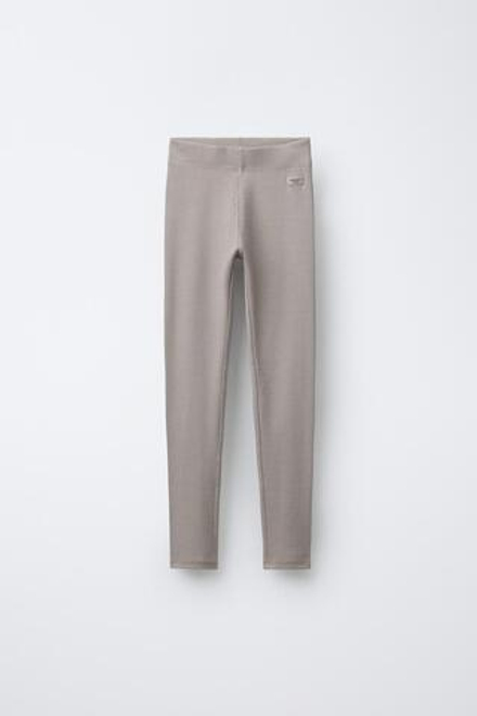 ZARA ЛЕГИНСЫ В РУБЧИК ИЗ МОДАЛА С ЭТИКЕТКОЙ, СЕРО-КОРИЧНЕВЫЙ