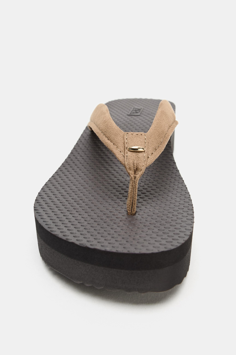 ZARA БОСОНОЖКИ НА ПЛАТФОРМЕ, ПЕСОЧНО-КОРИЧНЕВЫЙ