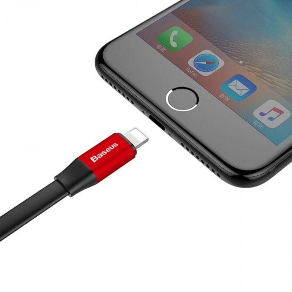 USB дата кабель Baseus Nimble Portable Cable for iPhone 23см, 010844 Черный + красный