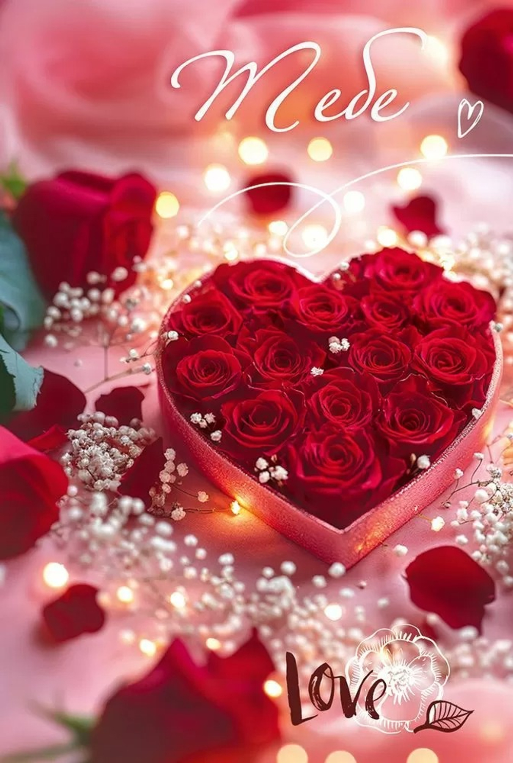 Открытка «Сердце с розами», 12,2х18,2 см