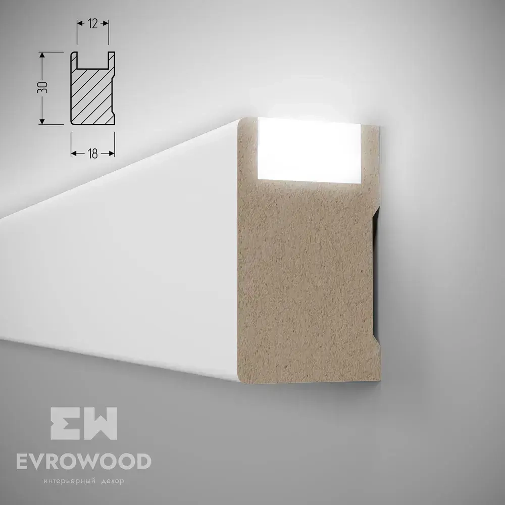 Рейка декоративная из МДФ для подсветки R010LED 30х18х2000