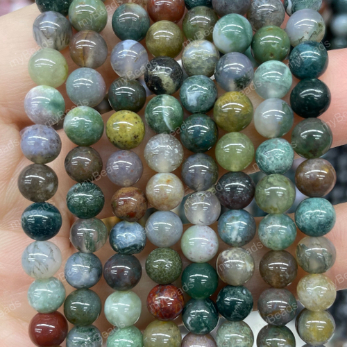 Агат индийский 6 мм, бусины - шарики (нить 38 см)